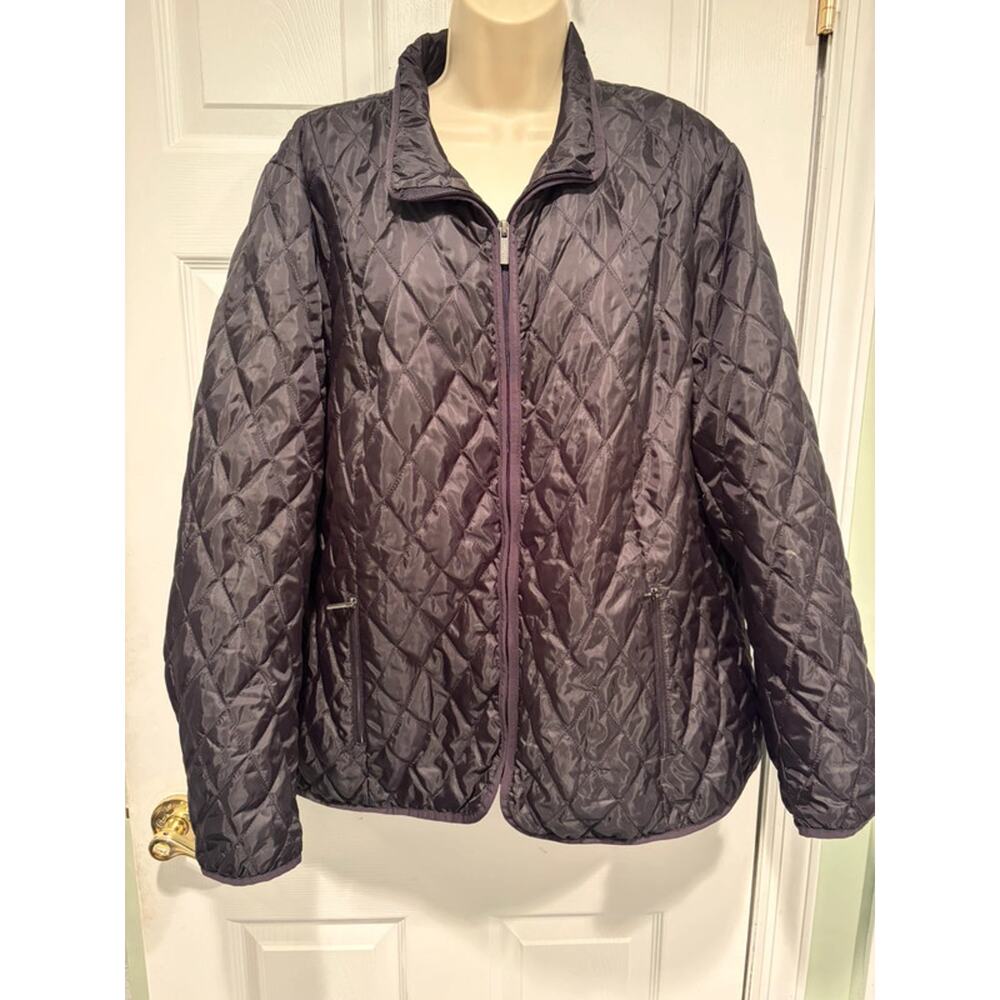 Lands’ End PrimaLoft Quilted Jacket Womens 2X 20W 22W Brown Lightweight Coat